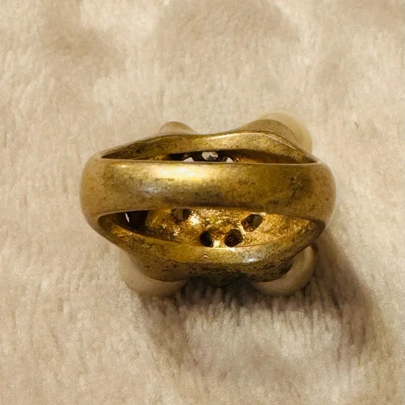 Lia Sophia Gold Ring with Cream Pearls and Silver Accents - Picture 3 of 5